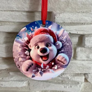 suspension ronde de noël ours polaire