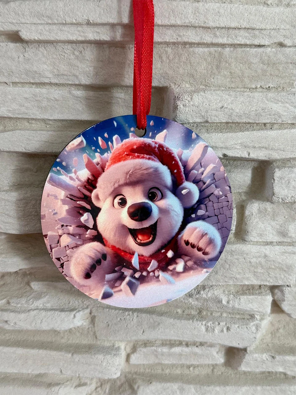 suspension ronde de noël ours polaire